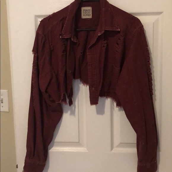 LF Furst of a Kind Maroon cropped corduroy - Picture 5 of 8